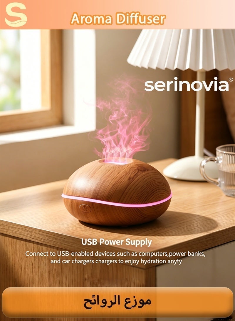 سيرينوفيا ناشر زيوت عطرية سعة 200 مل - مرطب زيوت عطرية بالموجات فوق الصوتية هادئ مع إضاءة بسبعة ألوان وإيقاف تشغيل تلقائي للمنزل أو المكتب - Image 4