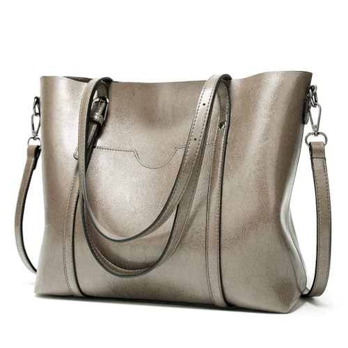 Pahajim Womens Leather Purses and Handbags Top Handle Satchel Bags Tote Bags Tote Purses for Women (grey) - Image 1