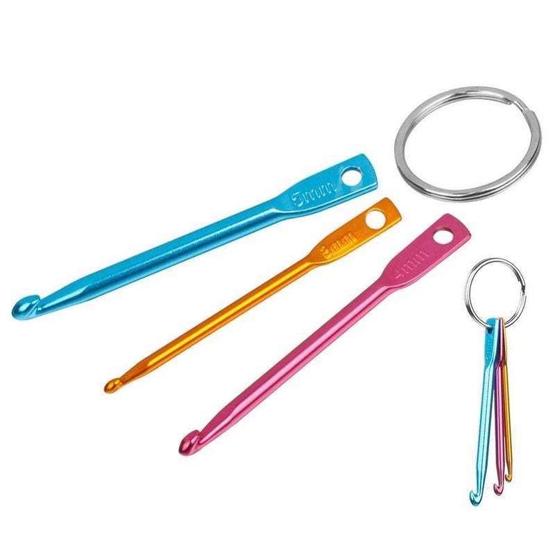Zuoyou 4 Sets Mini Keychain Aluminum Crochet Hooks Knitting Needles 3 Sizes/Set (3mm,4mm,5mm) - Image 3