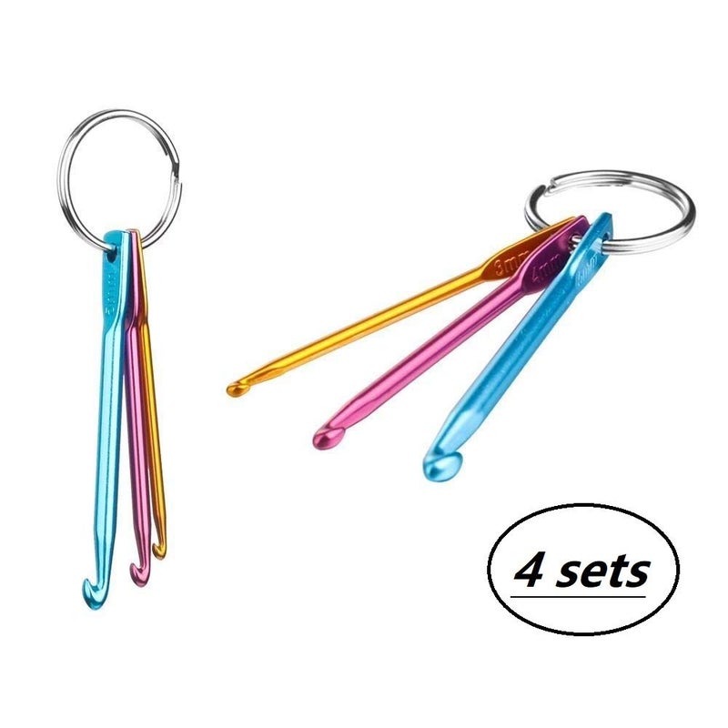 Zuoyou 4 Sets Mini Keychain Aluminum Crochet Hooks Knitting Needles 3 Sizes/Set (3mm,4mm,5mm) - Image 4