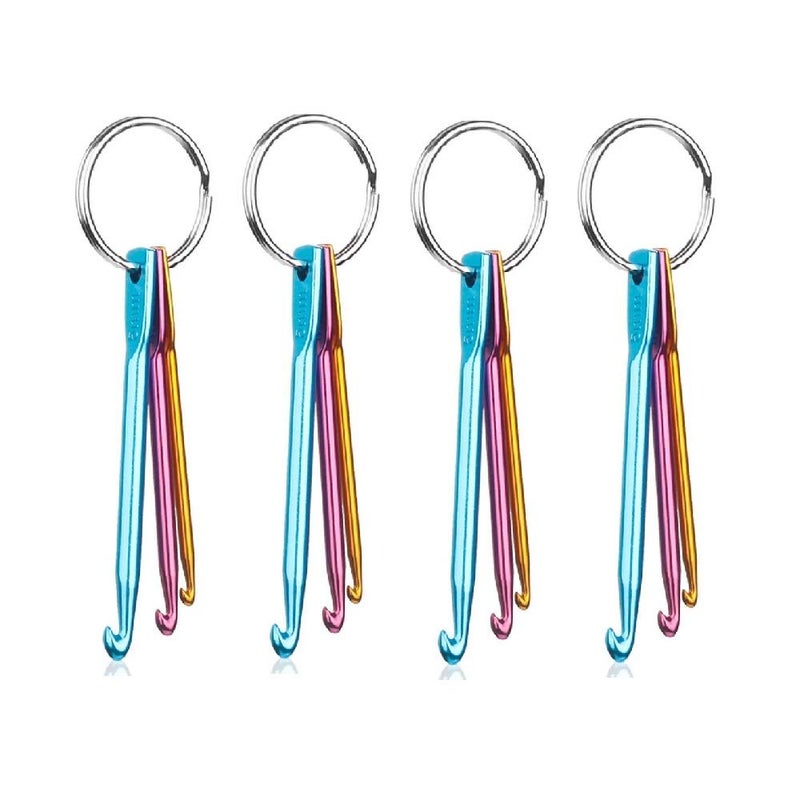 Zuoyou 4 Sets Mini Keychain Aluminum Crochet Hooks Knitting Needles 3 Sizes/Set (3mm,4mm,5mm) - Image 1