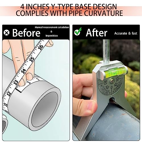 REEPLAR Upgraded Pipe Center Finder, Measure Pipe Diameter, Pipefitter Tools With Centering Head, Measure Pipe Diameter Over 0.5" & up With 4" Y-Type Base and Adjustable Dial Bubble Protractor - Image 5