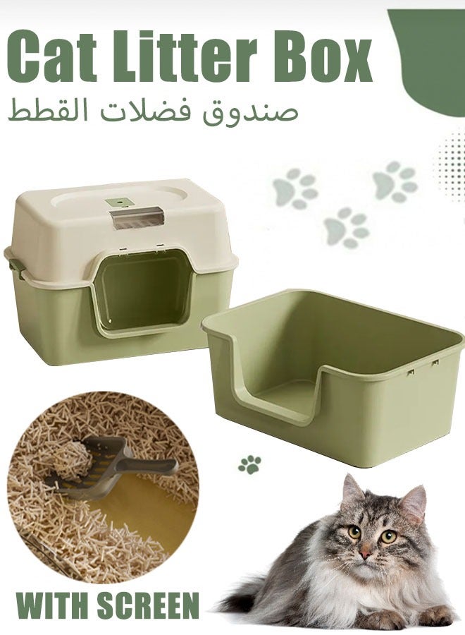 Cat Litter Box, Extra Large Litter Boxes for Big Cats, Anti-Urine Leakage XL Litter Box with High Sides, Litter Box with Lid, Easy Clean, Non-Sticky, Easy Cleaning Kitty Litter Box Anti-Leakage, Including Scoop - Image 1