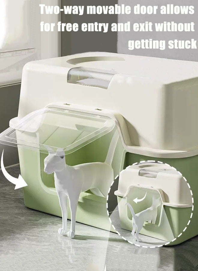 Cat Litter Box, Extra Large Litter Boxes for Big Cats, Anti-Urine Leakage XL Litter Box with High Sides, Litter Box with Lid, Easy Clean, Non-Sticky, Easy Cleaning Kitty Litter Box Anti-Leakage, Including Scoop - Image 4