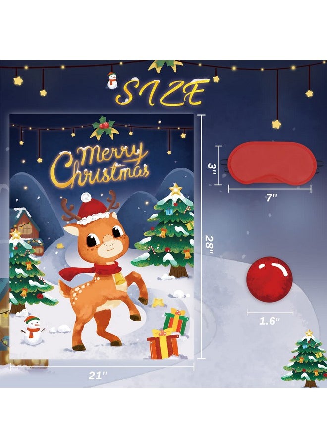 Wernnsai - Pin The Nose On The Moose Party Games - Christmas Party Games For Kids 28'' X 21'' Game Poster With 24 Pcs Reusable Nose Stickers Christmas Birthday Party Decorations School Activities - Image 1
