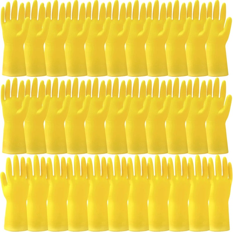 Bgtecho 36 Pairs Rubber Dishwashing Gloves, Reusable Household Cleaning Gloves, Long Kitchen Glove for Washing Dishes, Non Slip Rubber Cleaning Glove for Dishwashing, Gardening and Home Use (Yellow) - Image 1