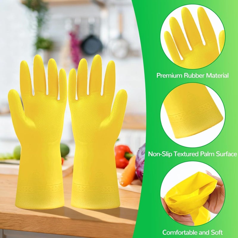 Bgtecho 36 Pairs Rubber Dishwashing Gloves, Reusable Household Cleaning Gloves, Long Kitchen Glove for Washing Dishes, Non Slip Rubber Cleaning Glove for Dishwashing, Gardening and Home Use (Yellow) - Image 3