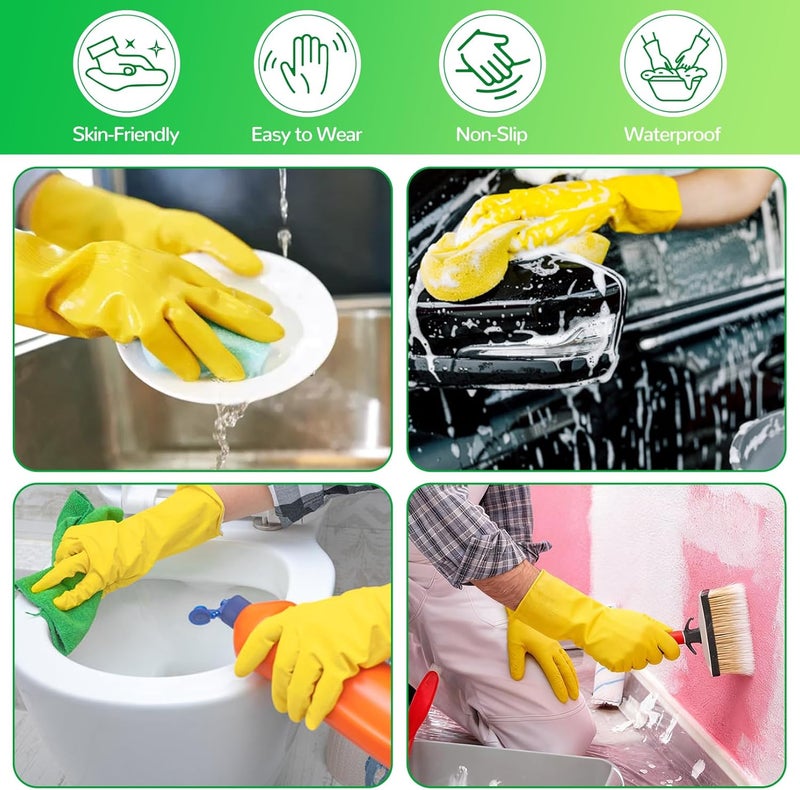 Bgtecho 36 Pairs Rubber Dishwashing Gloves, Reusable Household Cleaning Gloves, Long Kitchen Glove for Washing Dishes, Non Slip Rubber Cleaning Glove for Dishwashing, Gardening and Home Use (Yellow) - Image 4