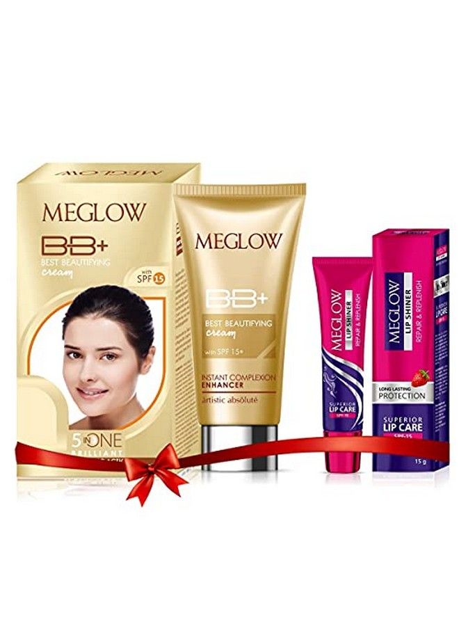 MEGLOW Beauty Combo Pack Of 2 Bb+ Cream (30G ) With Spf 15 Brightening Moisturizing And Instant Complexion Enhancement And Lip Shiner (15G ) Enriched With Natural Ingredients For Hydrated And Chapped Lips - Image 2