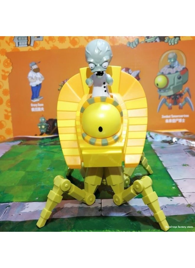 Plants Vs Zombies Toy Single Large Yellow Egyptian Zombie Doctor Ejection Kid Triple Pea Combo-Color:Zombie King Target + Imp