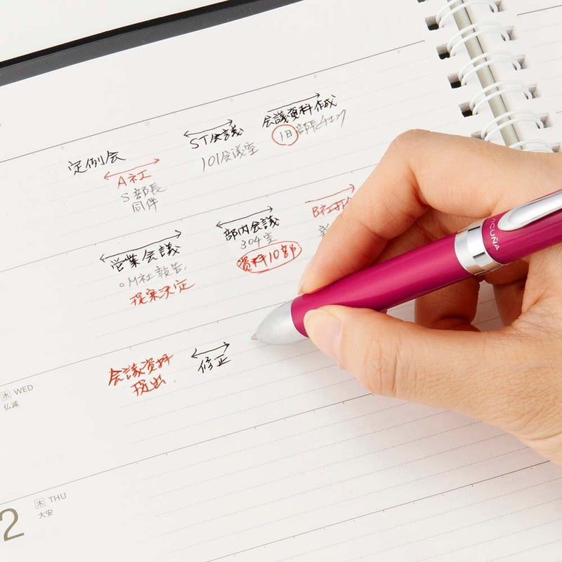 Pentel قلم متعدد الوظائف من بنتل فيكونا إكس، قلم حبر جاف رفيع وقلم رصاص ميكانيكي 0.5 مم، وردي (BXW1375P) - Image 5