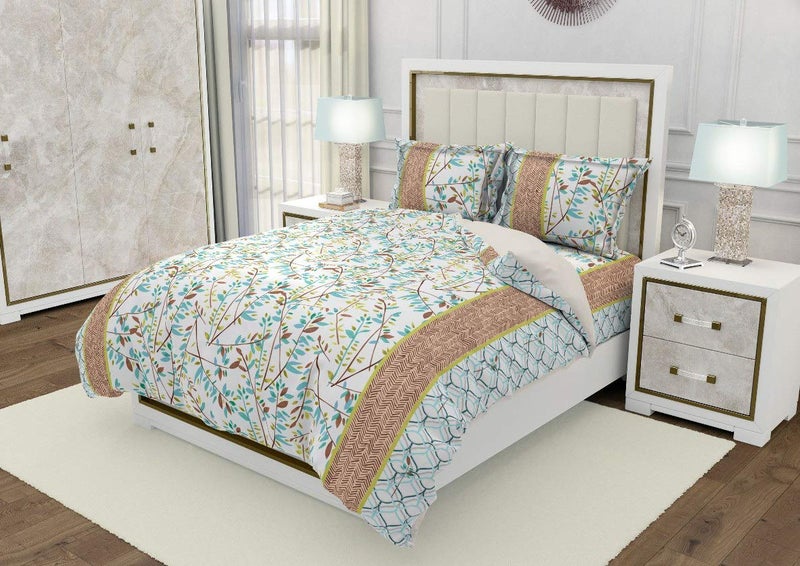 Temoli® Cotton Beautiful Bedsheets for Double Bed King Size King Size Cotton Double Bed Bedsheets Combo with Pillow Covers 275X275 cm (Flower-Brown) - Image 4