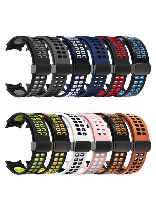 Neutral For Samsung Galaxy Watch6/5/4 Double Color Silicone Strap Watch5pro Magnetic Folding Buckle Universal - Image 4
