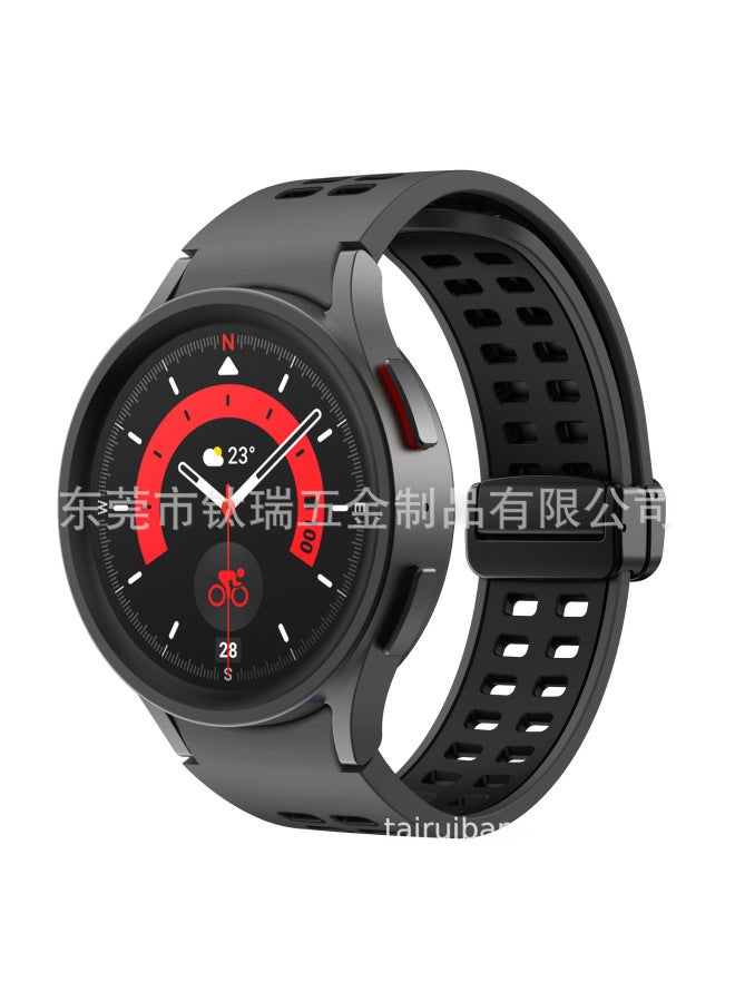 Neutral For Samsung Galaxy Watch6/5/4 Double Color Silicone Strap Watch5pro Magnetic Folding Buckle Universal - Image 2