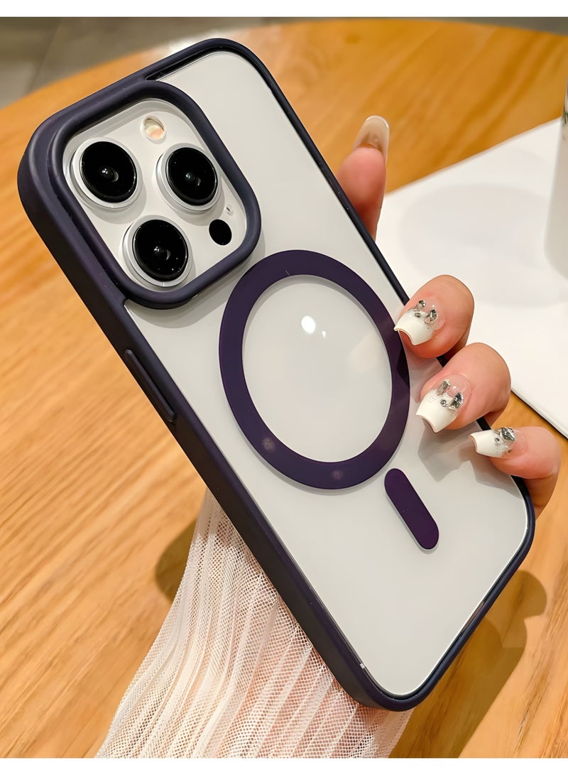 Magsafe Case for iPhone 15 Pro Magsafe Clear Cover Magnetic Wireless Charging Support, Shockproof Protection, Scratch-Resistant for iPhone 15 Pro - Purple - Image 1
