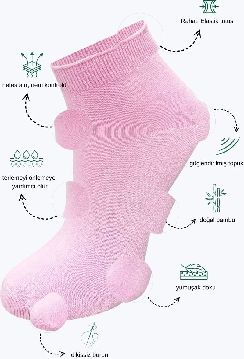 Kral Socks Women's Quality Bamboo Booties Socks (5 Pieces) Seamless Invisible Perfumed Short Model Socks  - Image 3
