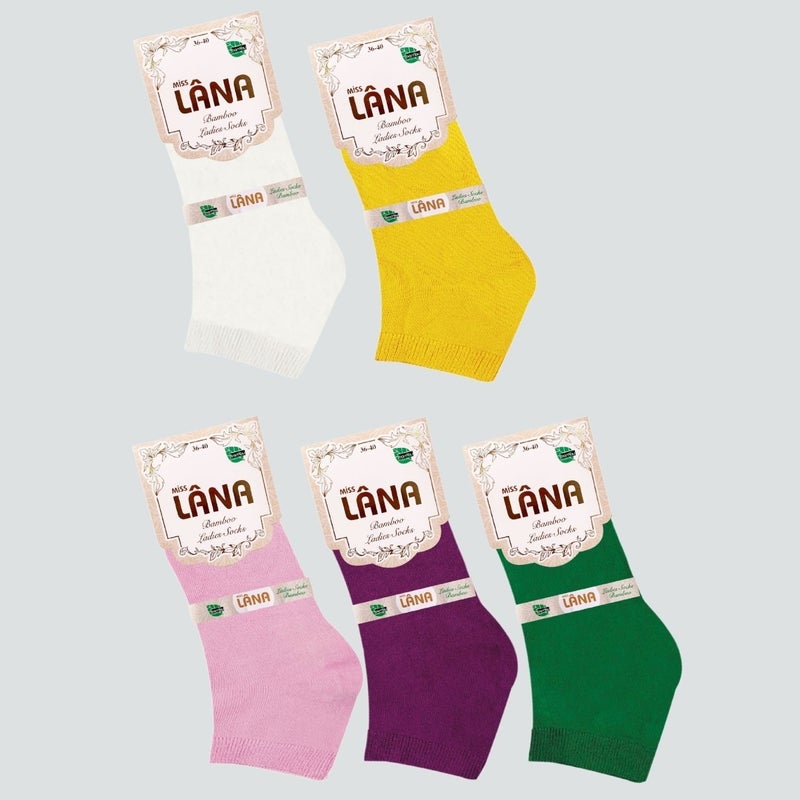 Kral Socks Women's Quality Bamboo Booties Socks (5 Pieces) Seamless Invisible Perfumed Short Model Socks  - Image 2