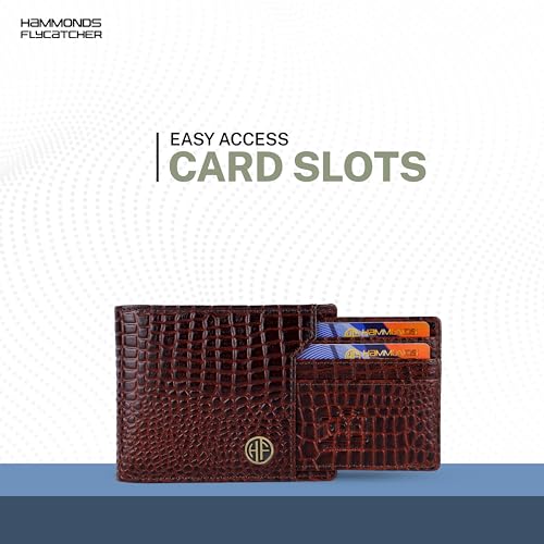HAMMONDS FLYCATCHER Wallet for Men Leather Original, Mens Wallet, Leather Wallets for Men Stylish, Bi-Fold Wallets for Man, 6 Card Slots, Easy Access Card Slots, Coin Pocket, Mens Gift - Croc Brown - Image 5