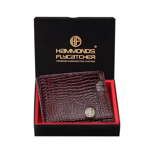 HAMMONDS FLYCATCHER Wallet for Men Leather Original, Mens Wallet, Leather Wallets for Men Stylish, Bi-Fold Wallets for Man, 6 Card Slots, Easy Access Card Slots, Coin Pocket, Mens Gift - Croc Brown - Image 1