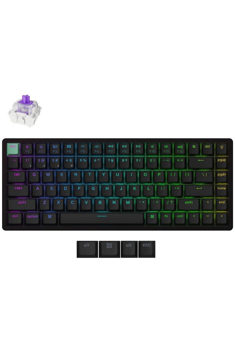 Keychron K2 HE Wireless Mechanical Keyboard, 75% Layout, Gateron Double-Rail Hall Effect Magnetic Switches, Hot-Swappable, RGB Backlight, Mac & Windows Compatible, Aluminum Frame, English/Arabic Layout, Black | K2H-J1-AR - Image 1