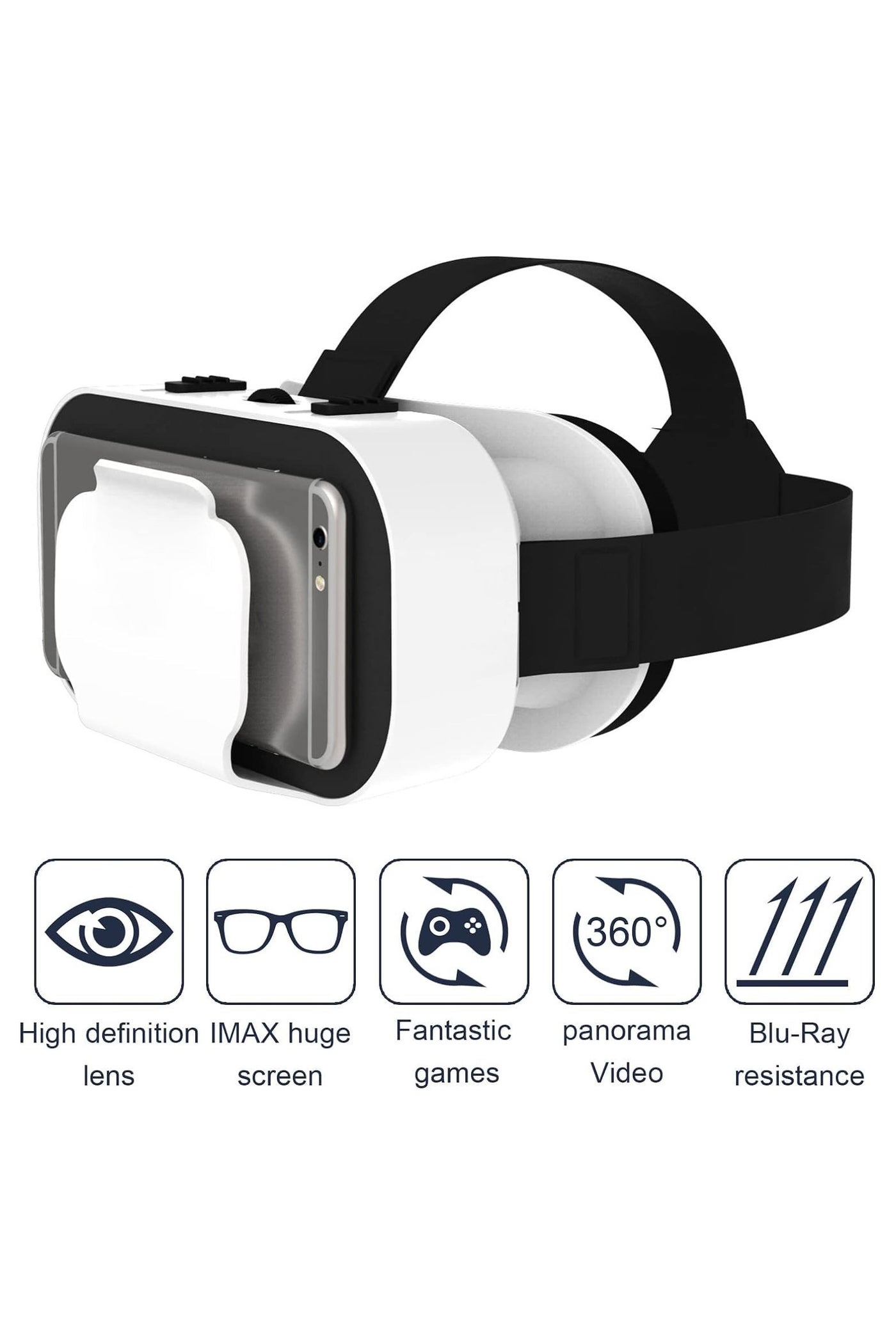 3D Virtual Reality Headset with Bluetooth Remote Control, Fully Compatible with 4.7-6.5 Inch iPhone and Android Smartphones, Ideal for Immersive Gaming and Movies, Perfect Gift for Kids and Adults