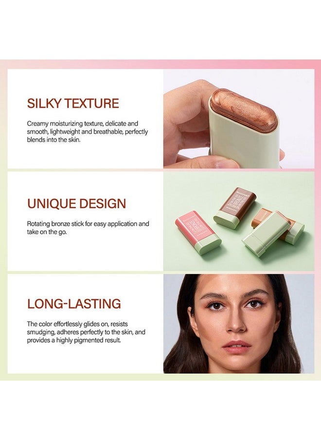 SWETIYOU SWETIYOU Multi-Use Makeup Bronzer Stick, On the Go Glow Bronze Tinted Moisture Stick, Hydrating Solid Moisturizer with Bronze Tint, Natural Bronzed Glow, Blends Effortlessly, for Eyes, Lips & Cheeks  - Image 5