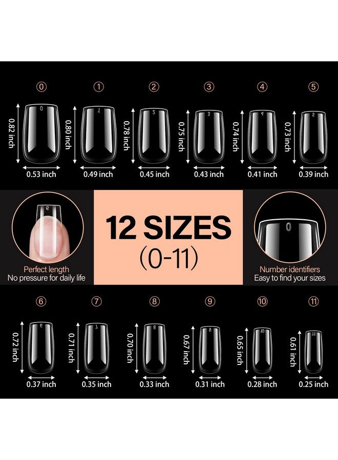 AILLSA Short Square Nail Tips 504Pcs Clear Soft Nail Tips Full Cover Gel Nails Tips Preshaped Acrylic For Extensions Easy For Home Diy Nail Salon 12 Sizes - Image 5