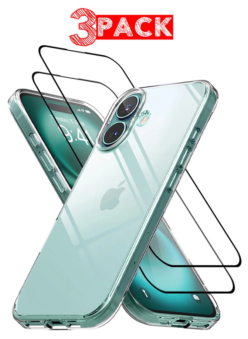 CATANES ( for iPhone 16 Plus ) 3 Pack, 1 Case and 2 Screen Protectors, Clear TPU, Ultra Slim, Shockproof, Scratch-Resistant Case Cover - Image 1