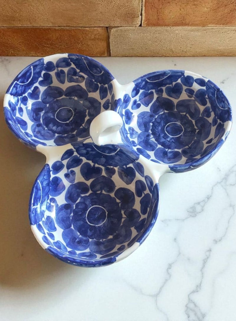 color zone pottery Hand-painted porcelain and pottery nut plate for serving and decoration with 3 distinctive hand-painted eyes - Image 3