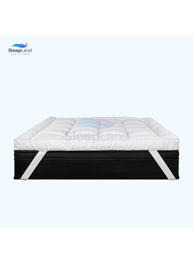 سليب لاند بكج ( لباد فندقي مقاس 200×180 سم ارتفاع 14 سم + منشفة استحمام قطن مقاس 70×140 + مفرش فندقي لون رمادي مقاس 200×200سم ) - Image 2