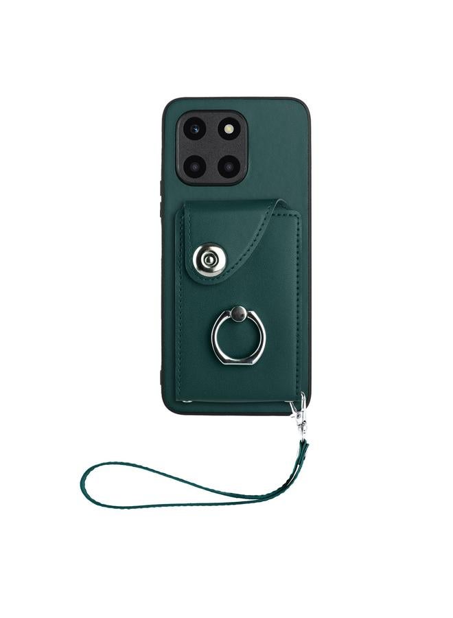 اس-توب جراب لهاتف Honor X6a Global Organ Card Bag Ring Holder PU جراب هاتف مع حبل - Image 2