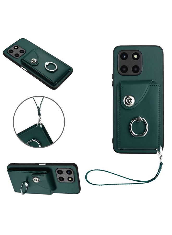 اس-توب جراب لهاتف Honor X6a Global Organ Card Bag Ring Holder PU جراب هاتف مع حبل - Image 1