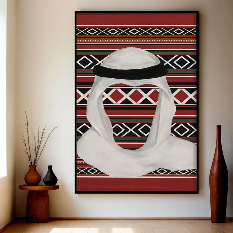 Marktna One canvas painting with a Najdi art design and a hollow frame, measuring (50×70), one piece - Image 2