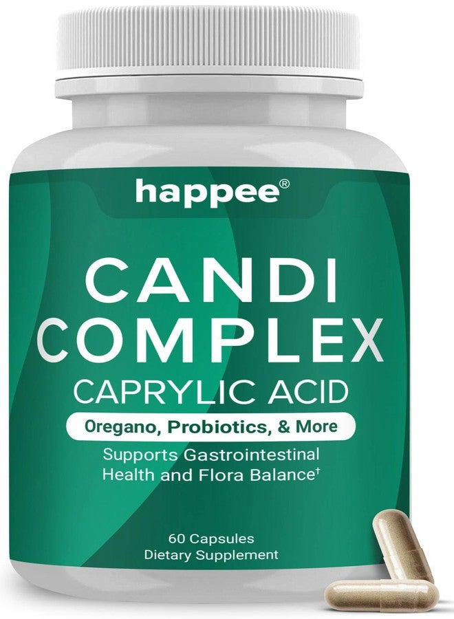 Happee Candida Complex Supplement – Candida Cleanse for Overgrowth Support – Caprylic Acid, Oregano & Probiotics for Yeast Balance, Gut & Immune Support – 60 Caps - Image 1