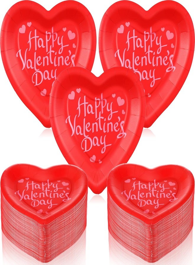 Remerry 100 Pcs Valentine‘s Day Paper Plates Red Heart Shape Party Plates Valentine‘s Day Party Supplies Disposable Heart Paper Tableware for Appetizer Lunch Dinner and Dessert - Image 1