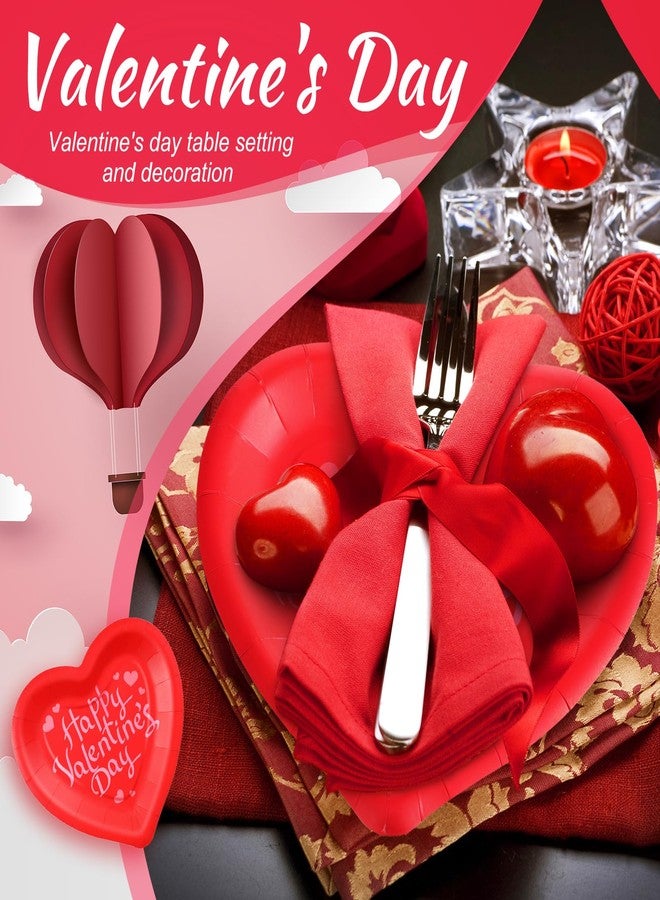 Remerry 100 Pcs Valentine‘s Day Paper Plates Red Heart Shape Party Plates Valentine‘s Day Party Supplies Disposable Heart Paper Tableware for Appetizer Lunch Dinner and Dessert - Image 4