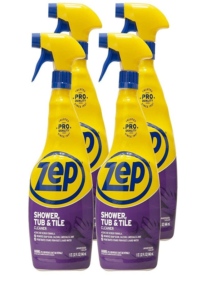Zep Shower Tub and Tile Cleaner 32 oz ZUSTT32 (Case of 4) - No Scrub Pro Formula Breaks up Tough Buildup on Contact - Image 1