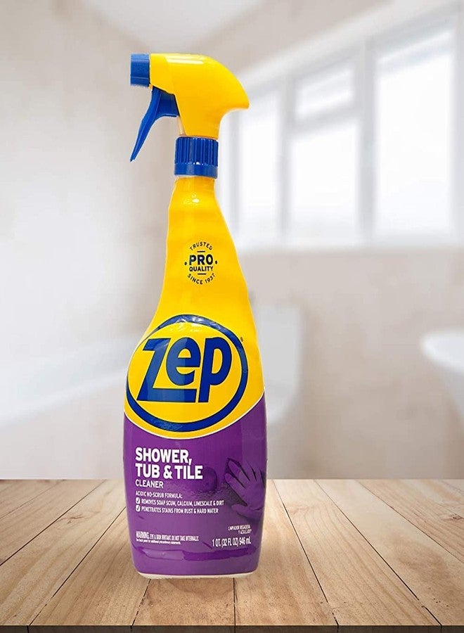 Zep Shower Tub and Tile Cleaner 32 oz ZUSTT32 (Case of 4) - No Scrub Pro Formula Breaks up Tough Buildup on Contact - Image 2