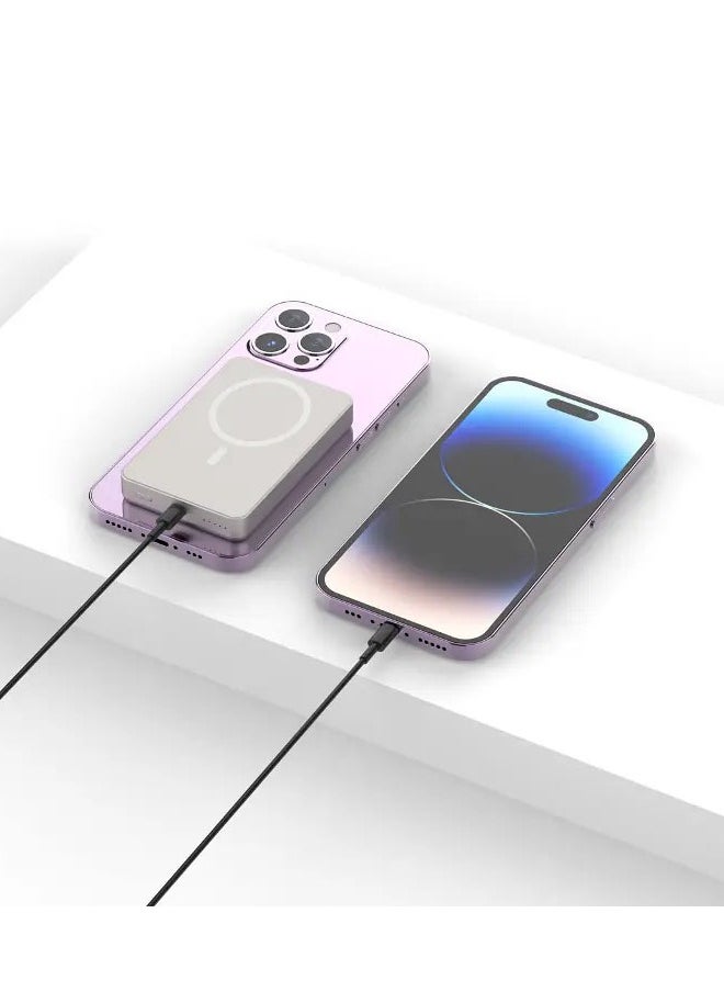 Powerology - 10000mAh MagSafe Power Bank 20W PD & 15W Wireless / Simultaneous Charging / Compact Design / USB-C Output & Input - Titanium - Image 1