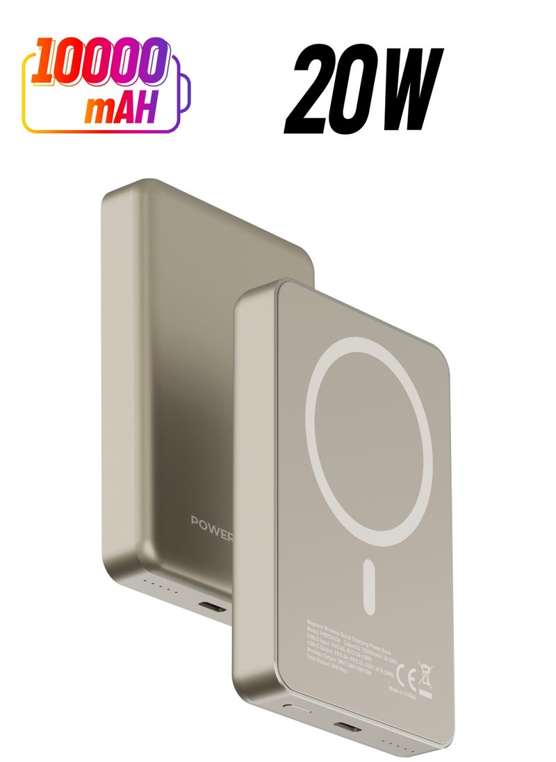 Powerology - 10000mAh MagSafe Power Bank 20W PD & 15W Wireless / Simultaneous Charging / Compact Design / USB-C Output & Input - Titanium - Image 1