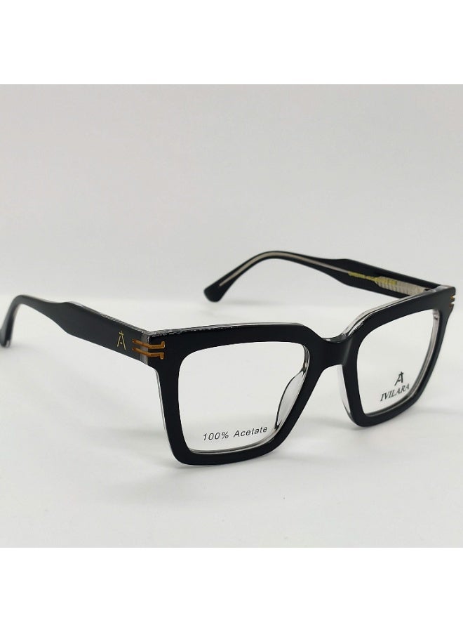 IVILARA QM22039_C3 High-End Acetate Uni-Sex Eyeglasses (Light Black) - Image 4
