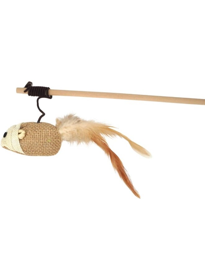 PETSARY Cat Toy Feather Relieve Boredom Wooden Toy Pet Stick Tease Cat Stick Interactive Wooden Tease Cat Stick Wooden pole funny cat stick ("Multi Colour Mouse") - Image 1