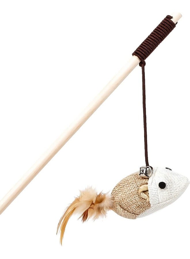 PETSARY Cat Toy Feather Relieve Boredom Wooden Toy Pet Stick Tease Cat Stick Interactive Wooden Tease Cat Stick Wooden pole funny cat stick ("Multi Colour Mouse") - Image 4