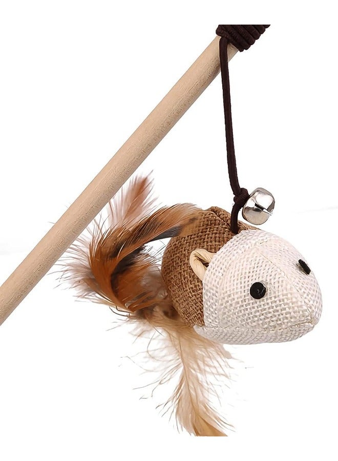 PETSARY Cat Toy Feather Relieve Boredom Wooden Toy Pet Stick Tease Cat Stick Interactive Wooden Tease Cat Stick Wooden pole funny cat stick ("Multi Colour Mouse") - Image 3
