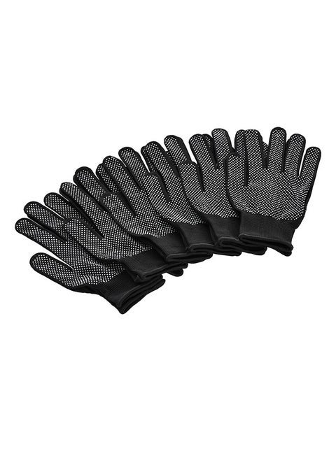 Cotton Working Gloves -6 Pairs Black Dotted- Non-Slip Rubber-Dotted Grip with Comfortable Fit Knitted Breathable Fabric -Durable Work Gloves for Gardening Repairs Construction and DIY Projects