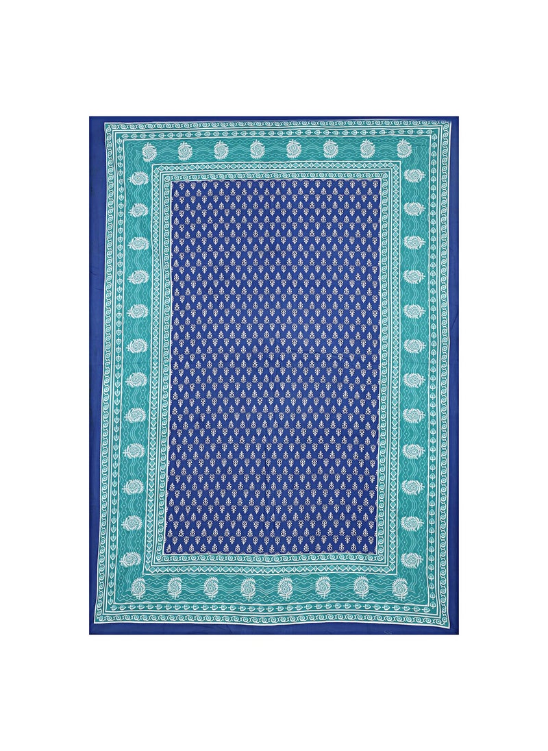 Queenie Queenie Brand Motif 144 TC 100% Cotton Double Bedsheet with 2 Pillow Covers, Blue  - Image 3