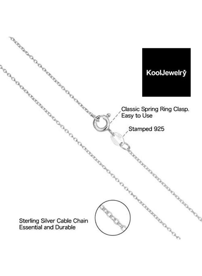 Kooljewelry Sterling Silver Round Cable Chain Necklace (1.2 mm, 16 inch) - Image 2