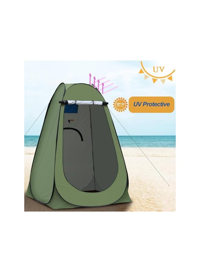 PROMASS Portable Pop Up Privacy Tent, Outdoor Camping Bathroom Toilet Shower Tent Spacious Dressing Changing Room for Hiking Beach Picnic Fishing, Instant Rain Shelter with Carrying Bag (Green) - Image 3