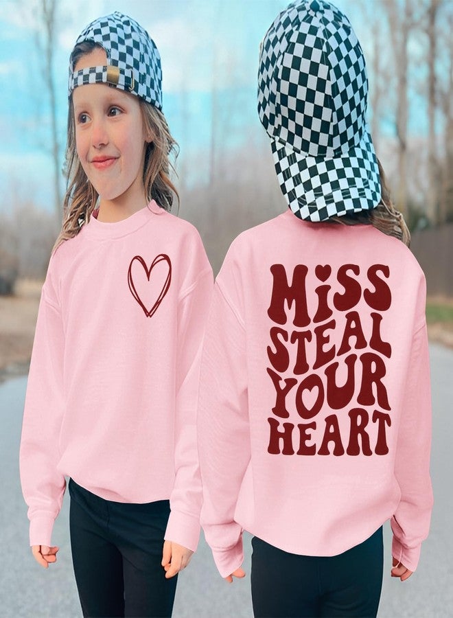سويت شيرت كيكيمي للأطفال الصغار للبنات بمناسبة عيد الحب، بلوزة بأكمام طويلة بتصميم "اسرقي قلبك"، ملابس لطيفة للعطلات (وردي، 7-8 سنوات) - Image 5