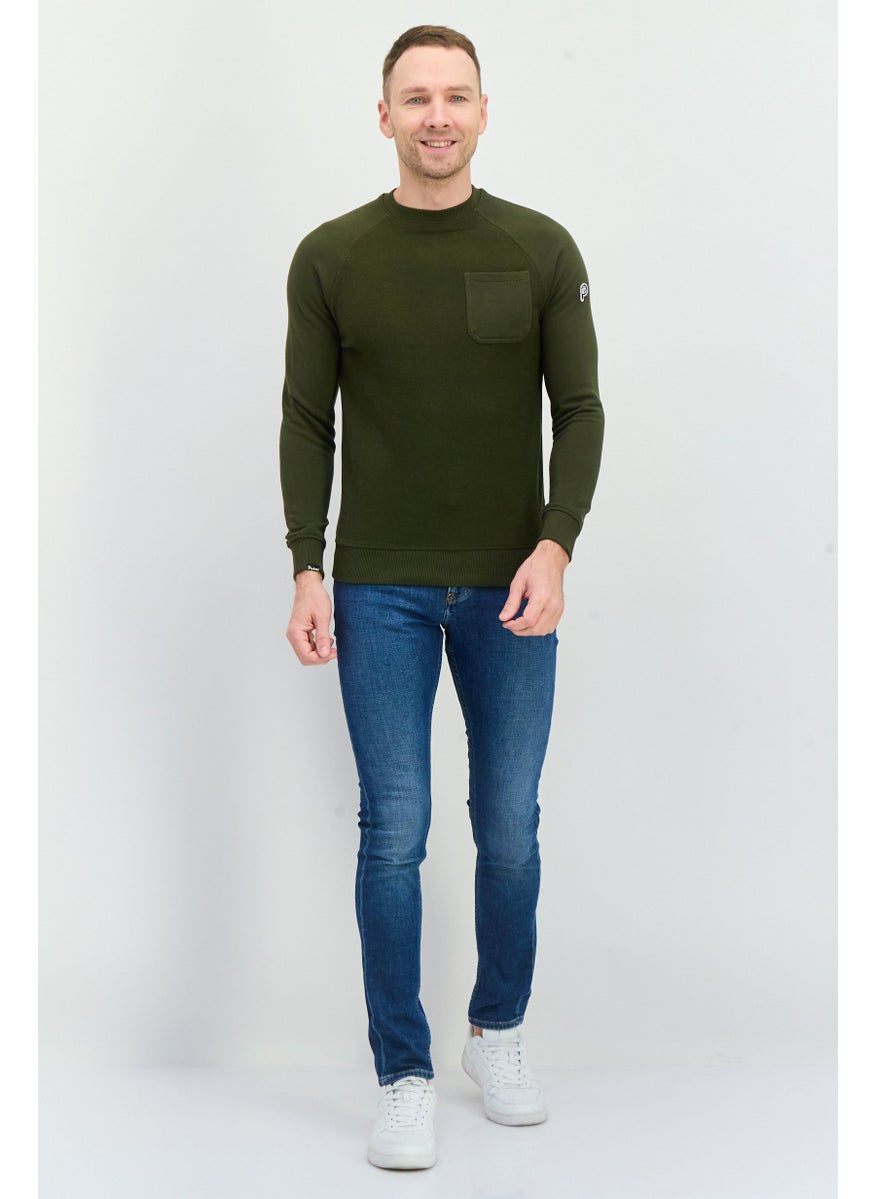 Penfield Men Crew Neck Brand Logo Long Sleeves Sweatshirt, Dark Olive  - Image 2